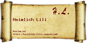 Heimlich Lili névjegykártya